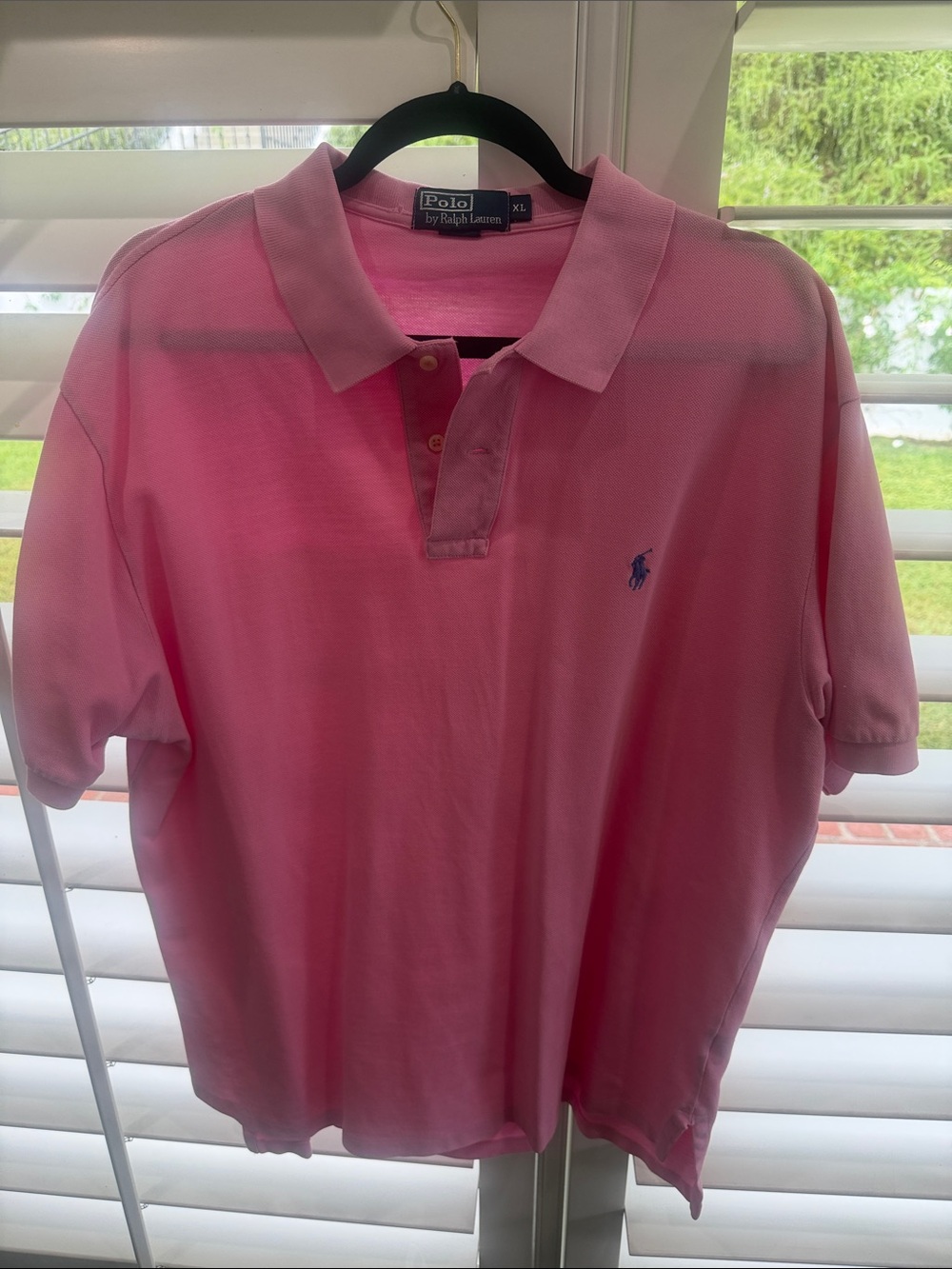 Polo by Ralph Lauren Men's Pink Polo with Blue Pony Logo